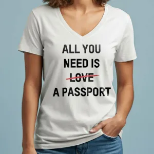 All You Need Is A Passport - Women's V-Neck T-Shirt