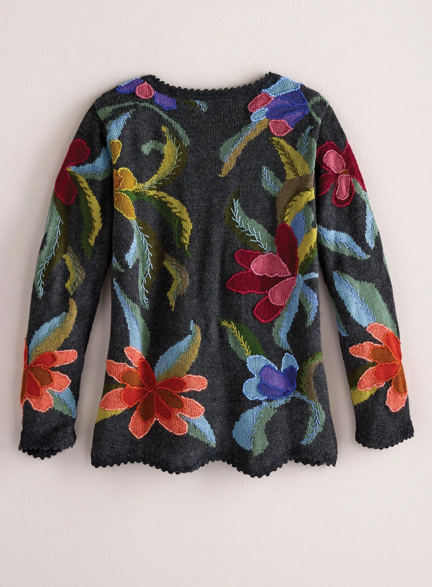 Andean Floral Hand-Knit Cardigan