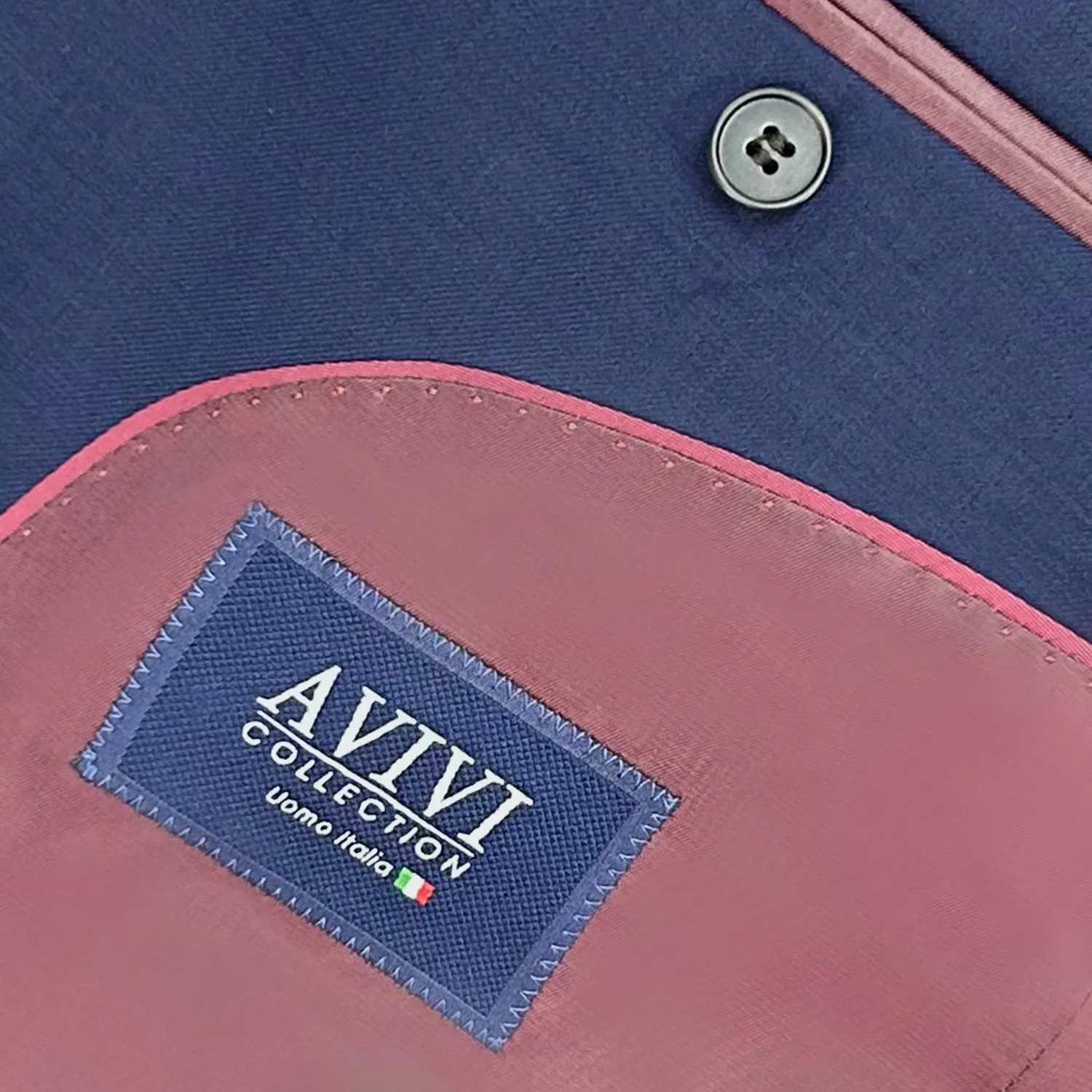 Avivi Collection 2 Button Slim Fit Wool Suit - Navy