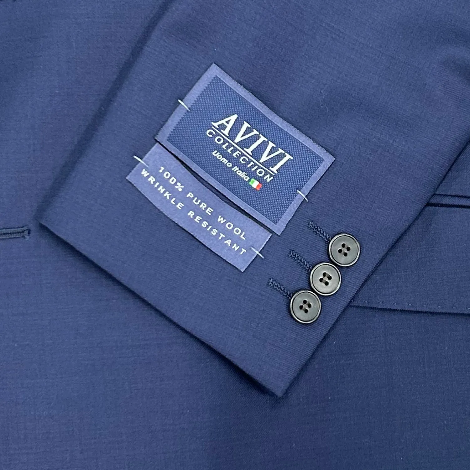 Avivi Collection 2 Button Slim Fit Wool Suit - Navy