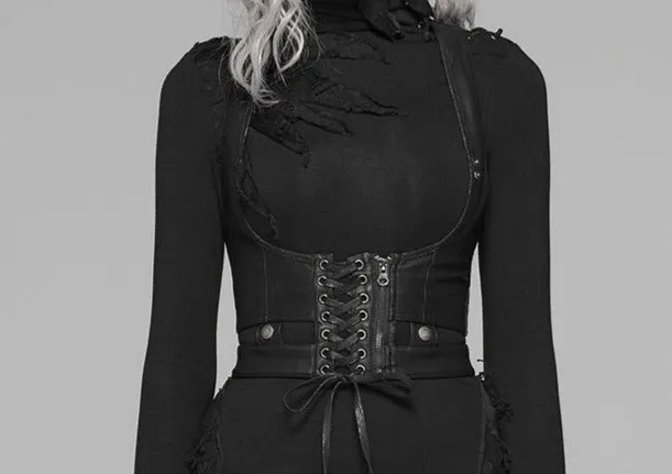 Black Vegan Leather Underbust Vest