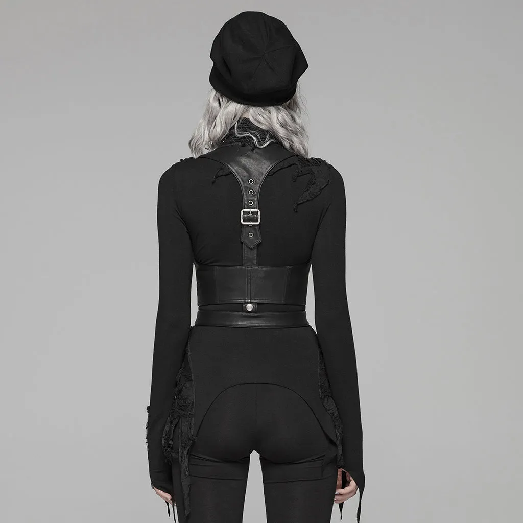 Black Vegan Leather Underbust Vest