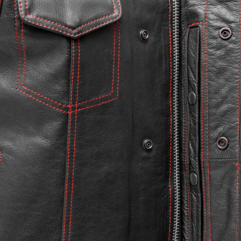 Black/Red Leather "The Cut" Vest