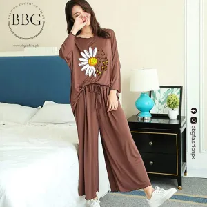 Brown Daisy Loose Style Loungewear