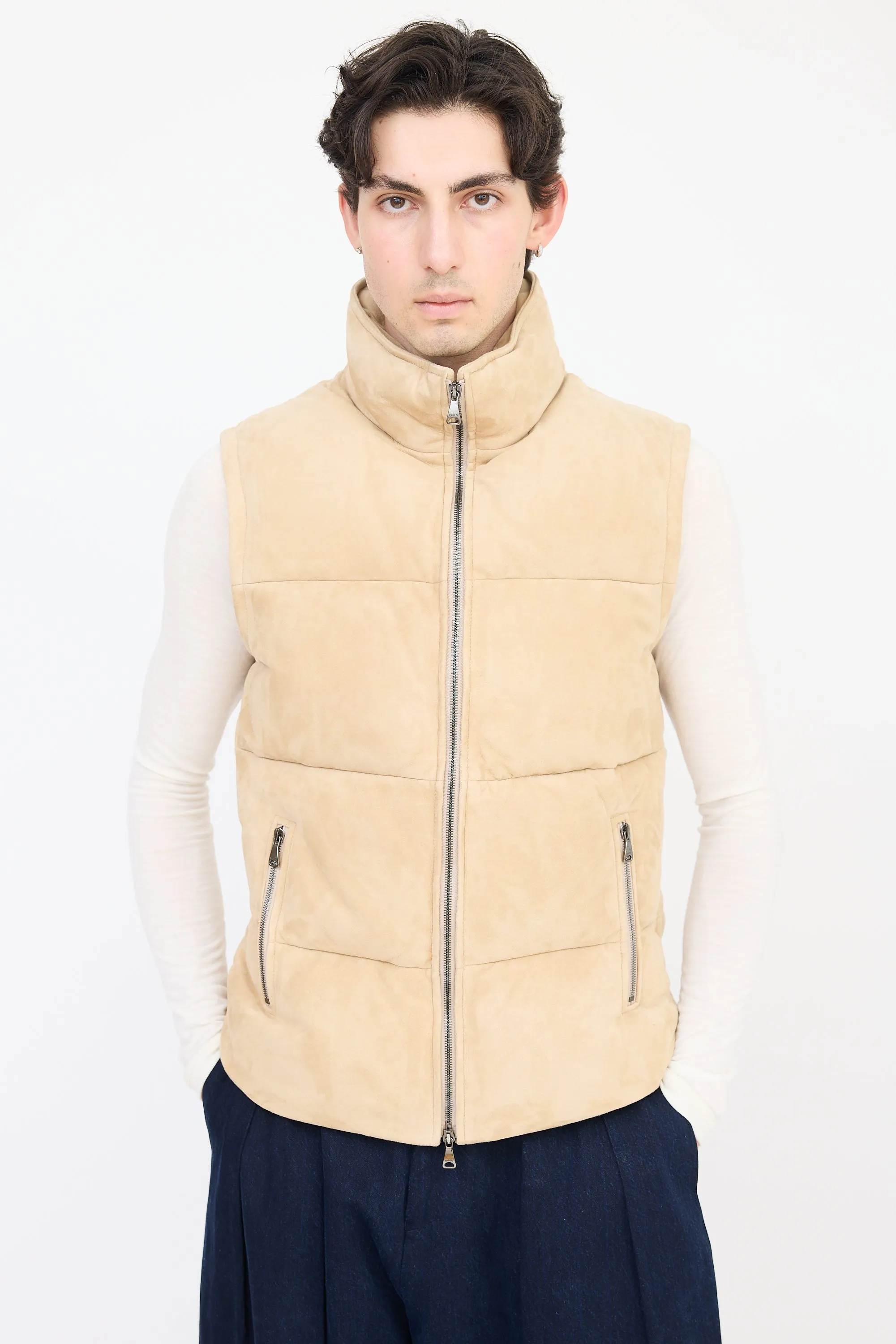 Brown Suede Down Vest