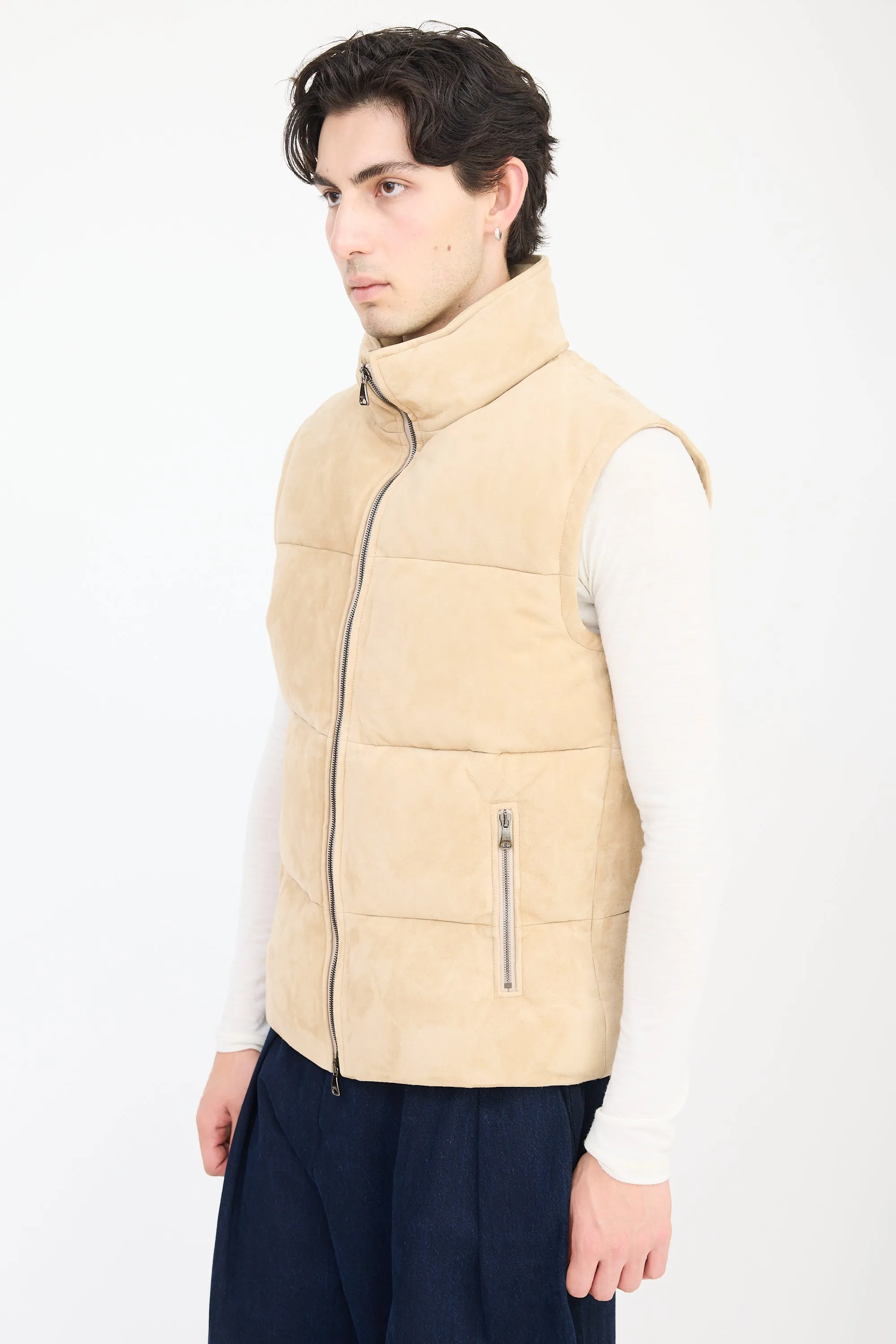 Brown Suede Down Vest