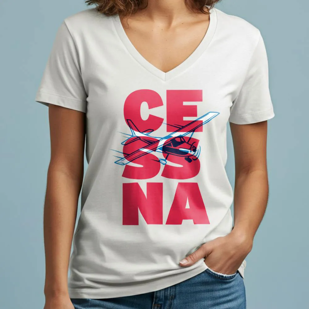 Cessna Letters - Women's V-Neck T-Shirt