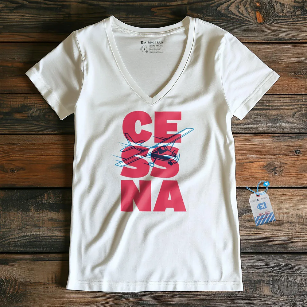 Cessna Letters - Women's V-Neck T-Shirt