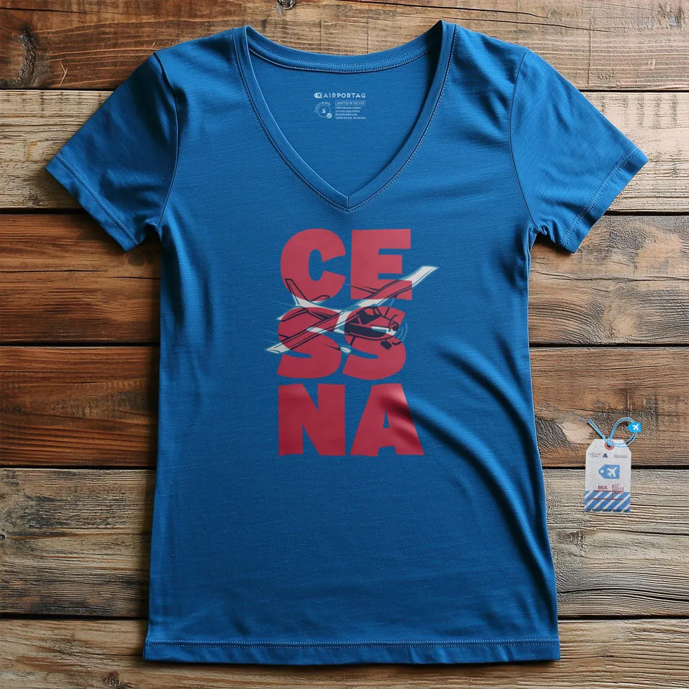 Cessna Letters - Women's V-Neck T-Shirt