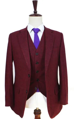 CLASSIC RED BARLEYCORN TWEED 3 PIECE SUIT