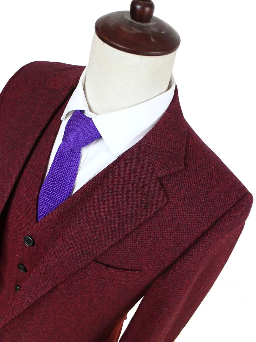 CLASSIC RED BARLEYCORN TWEED 3 PIECE SUIT