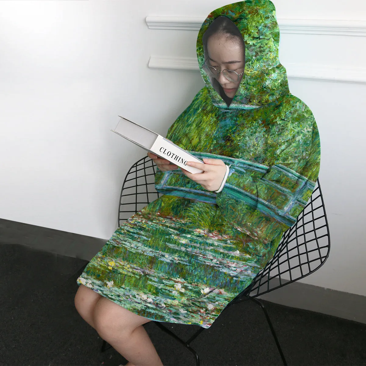 Claude Monet's Water Lily Pond Wearable Blanket Hoodie