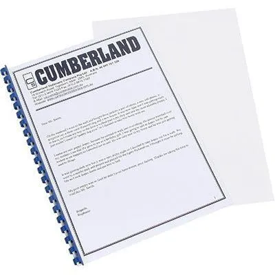 Cumberland Binding Cover A4 200 Micron Clear Pack 100