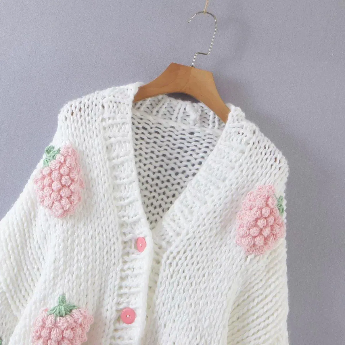 Cute Strawberry Handmade Cardigan Knitting Sweater