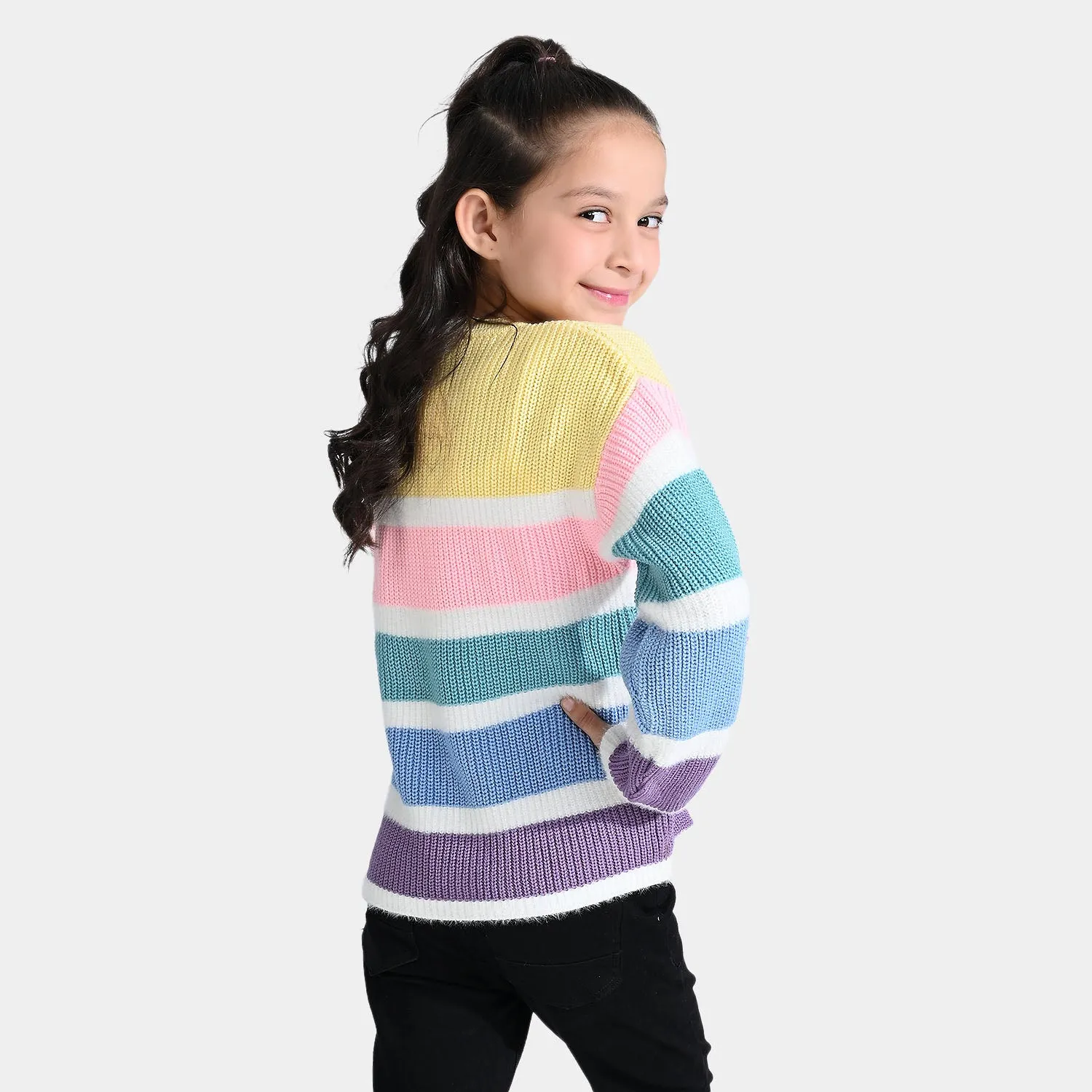 Girls Acrylic Sweater Balanced-Multi