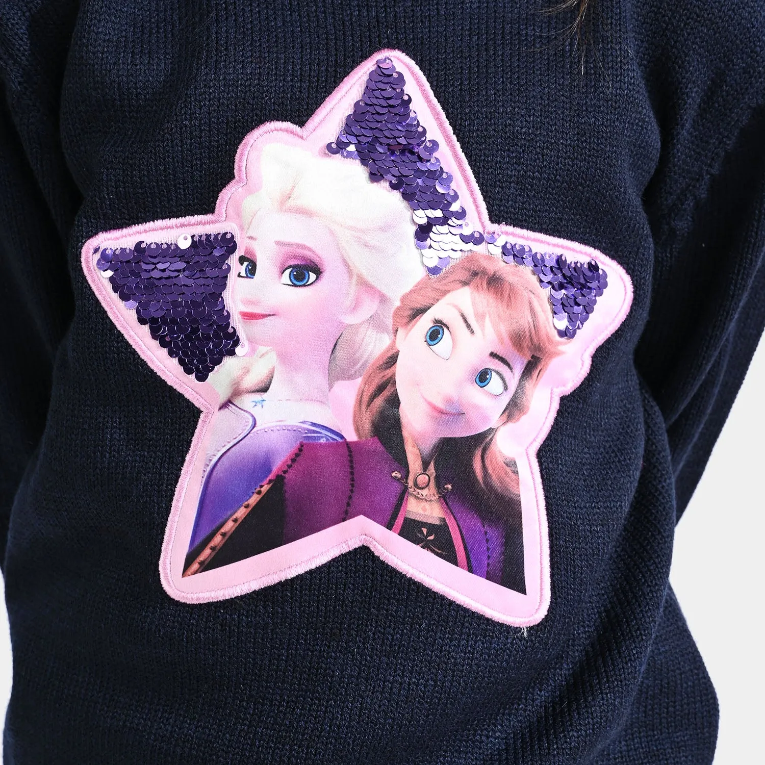 Girls Acrylic Sweater Character-NAVY