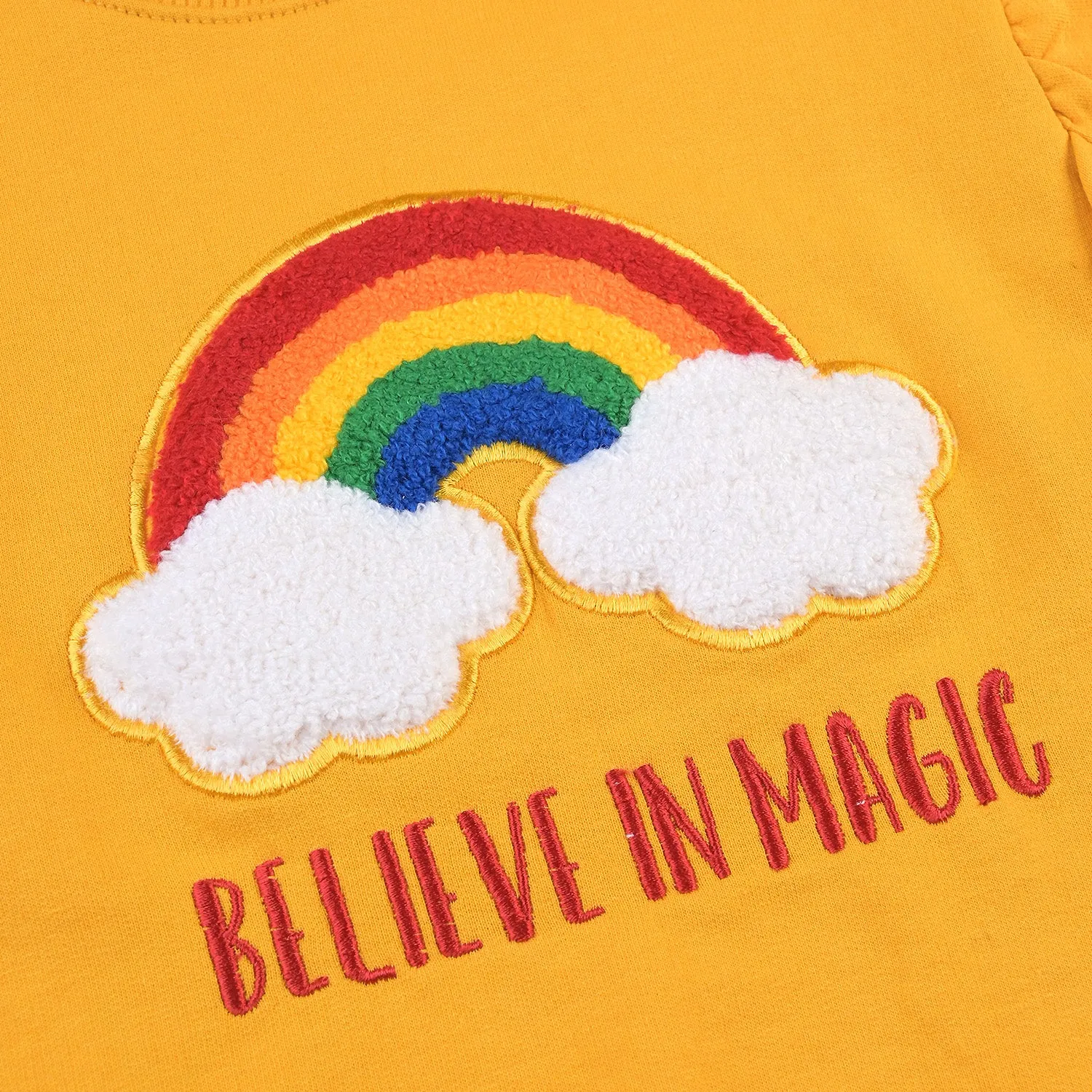 Girls Cotton Terry Sweatshirt Believe In Magic-Citrus