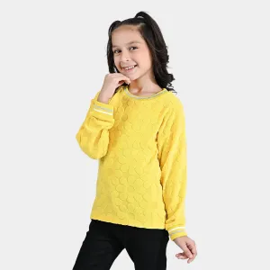 Girls Jacquard Sweatshirt Yellow Flower