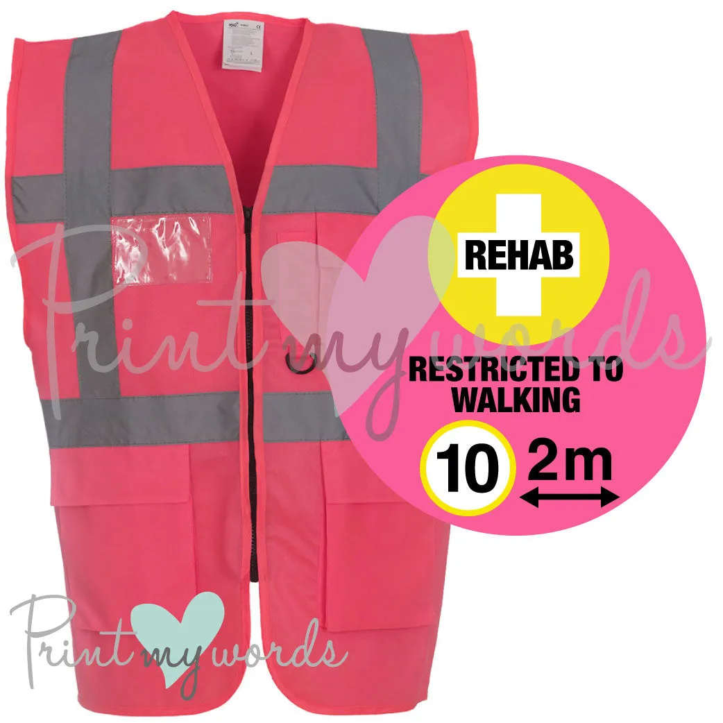 High Visibility Hi Vis Equestrian Injured Horse Reflective Vest Tabard Waistcoat REHAB, RESTRICTED, 10MPH 2M hi-viz