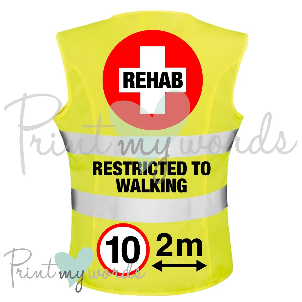 High Visibility Hi Vis Equestrian Injured Horse Reflective Vest Tabard Waistcoat REHAB, RESTRICTED, 10MPH 2M hi-viz