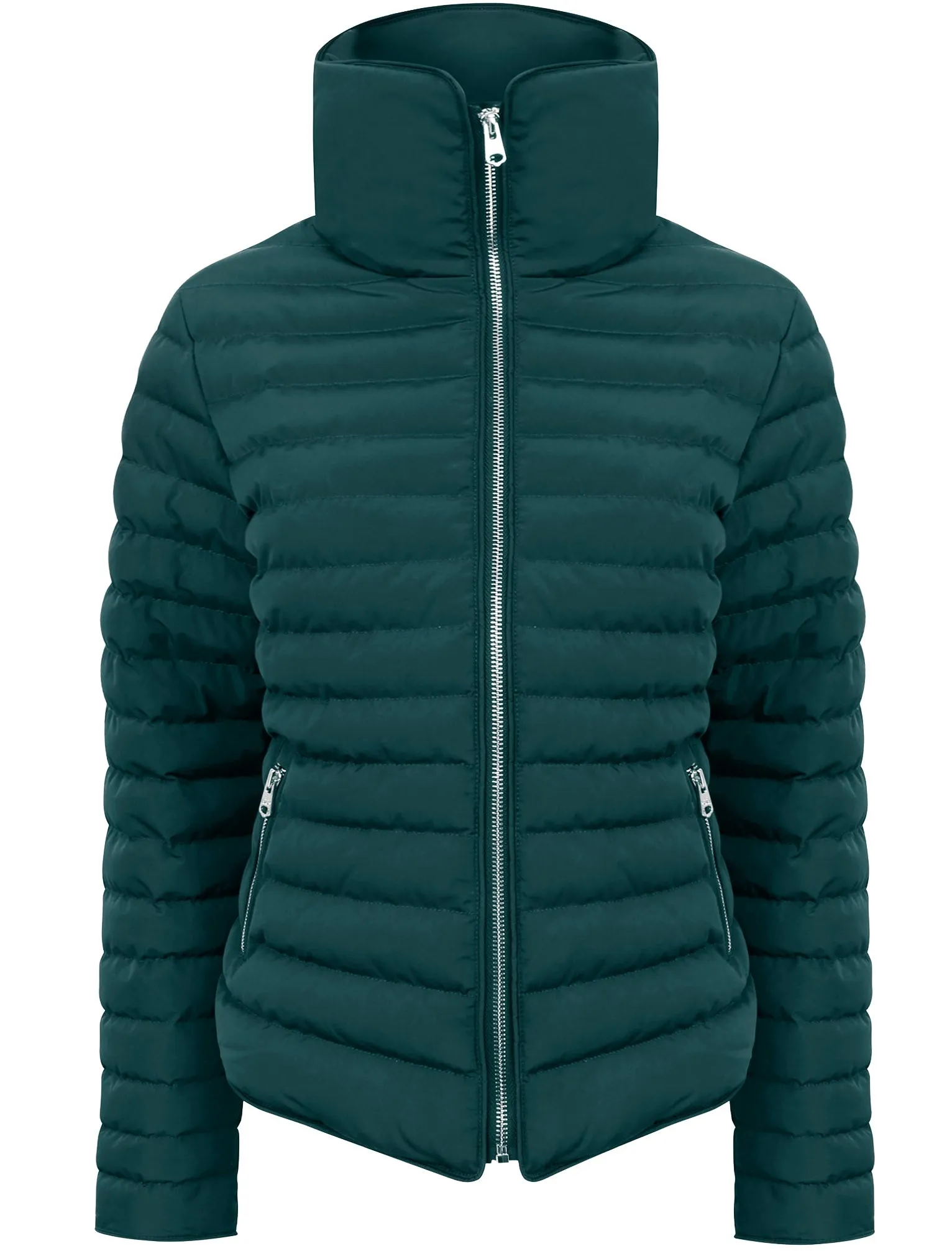 Honey Funnel Neck Quilted Jacket in Deep Teal - Tokyo Laundry