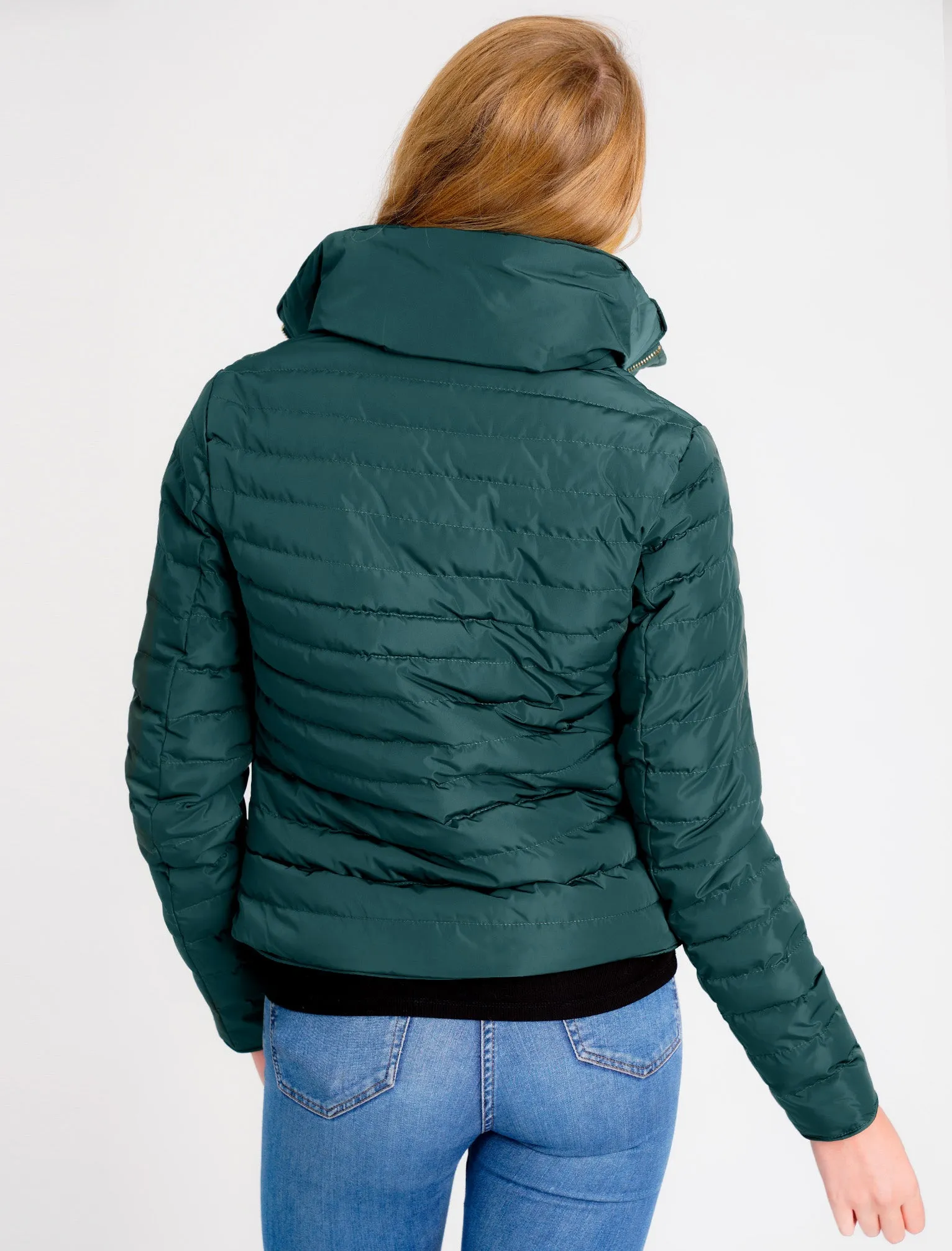 Honey Funnel Neck Quilted Jacket in Deep Teal - Tokyo Laundry