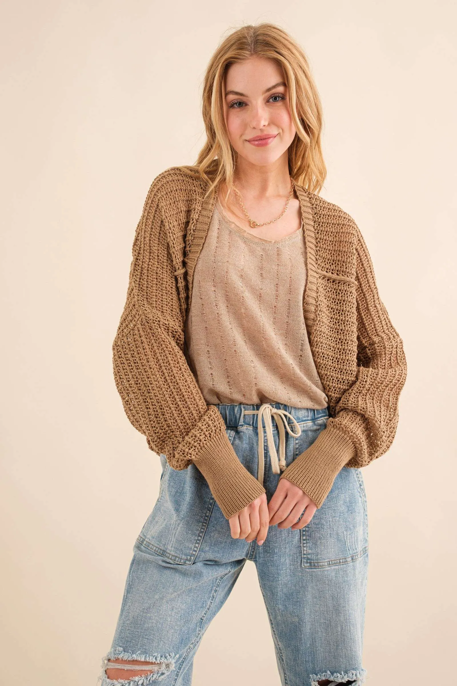 How You Feel Bolero Cardigan - Oak