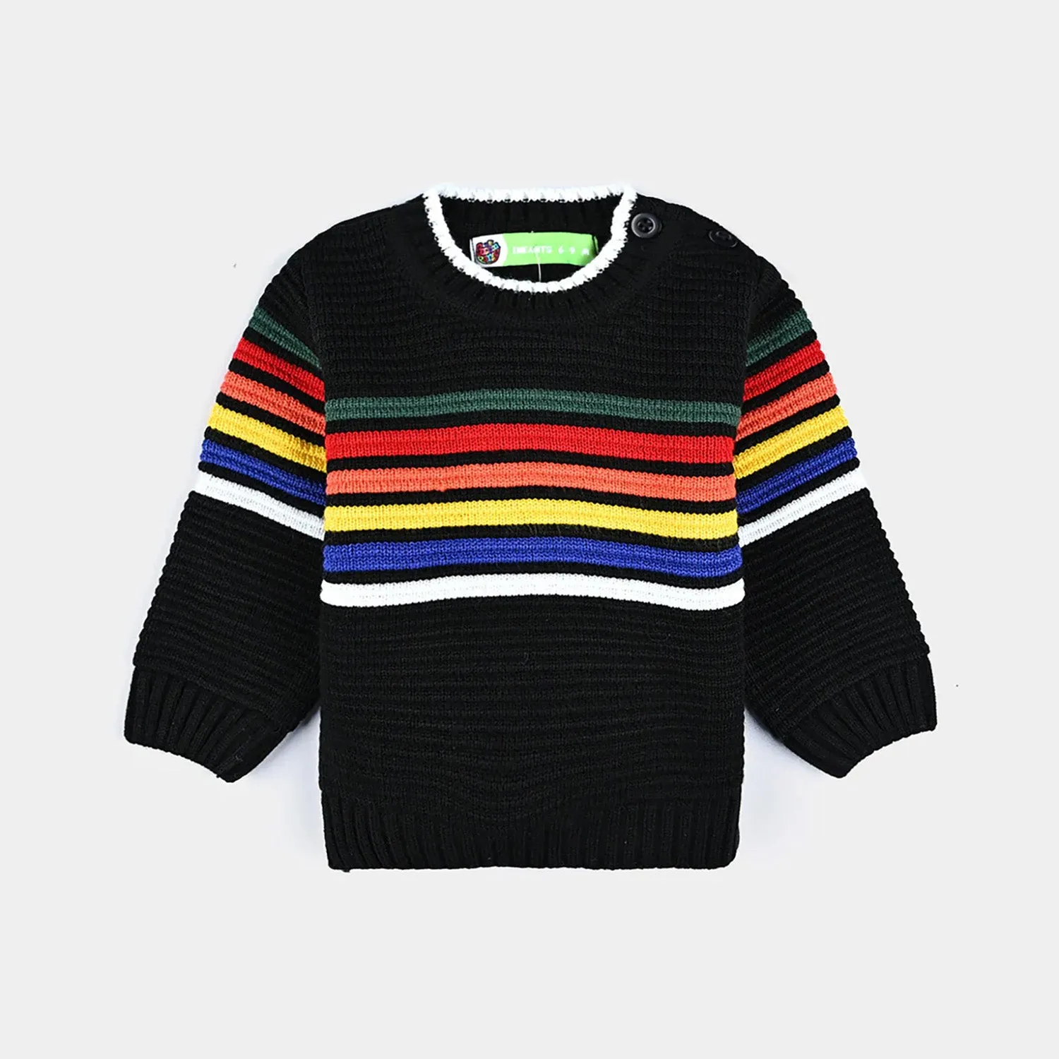 Infant Boys Acrylic Sweater Streak-BLACK