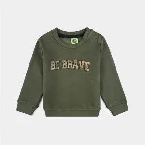 Infant Boys Jacquard Sweatshirt Be Brave- Green