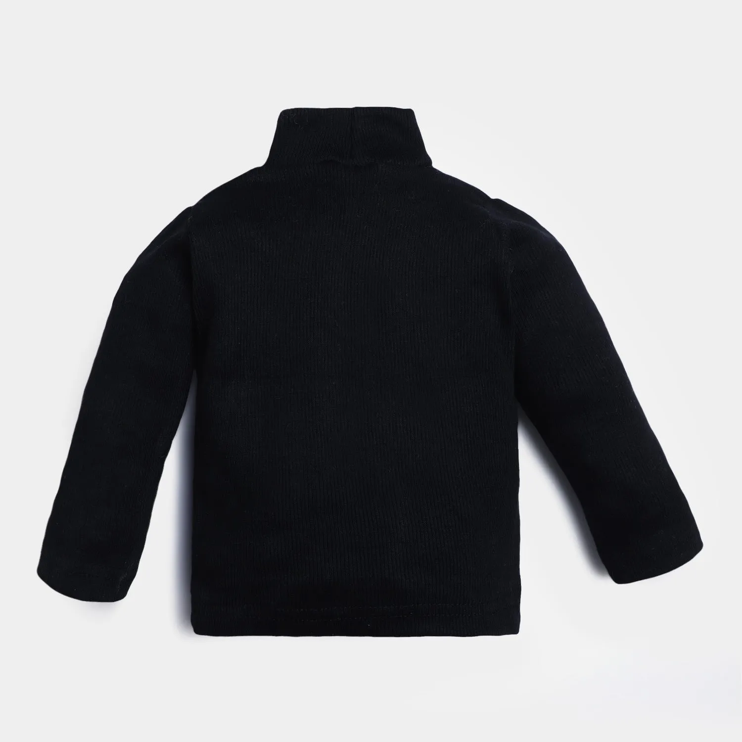 Infant Unisex Rib Turtle Neck-BLACK