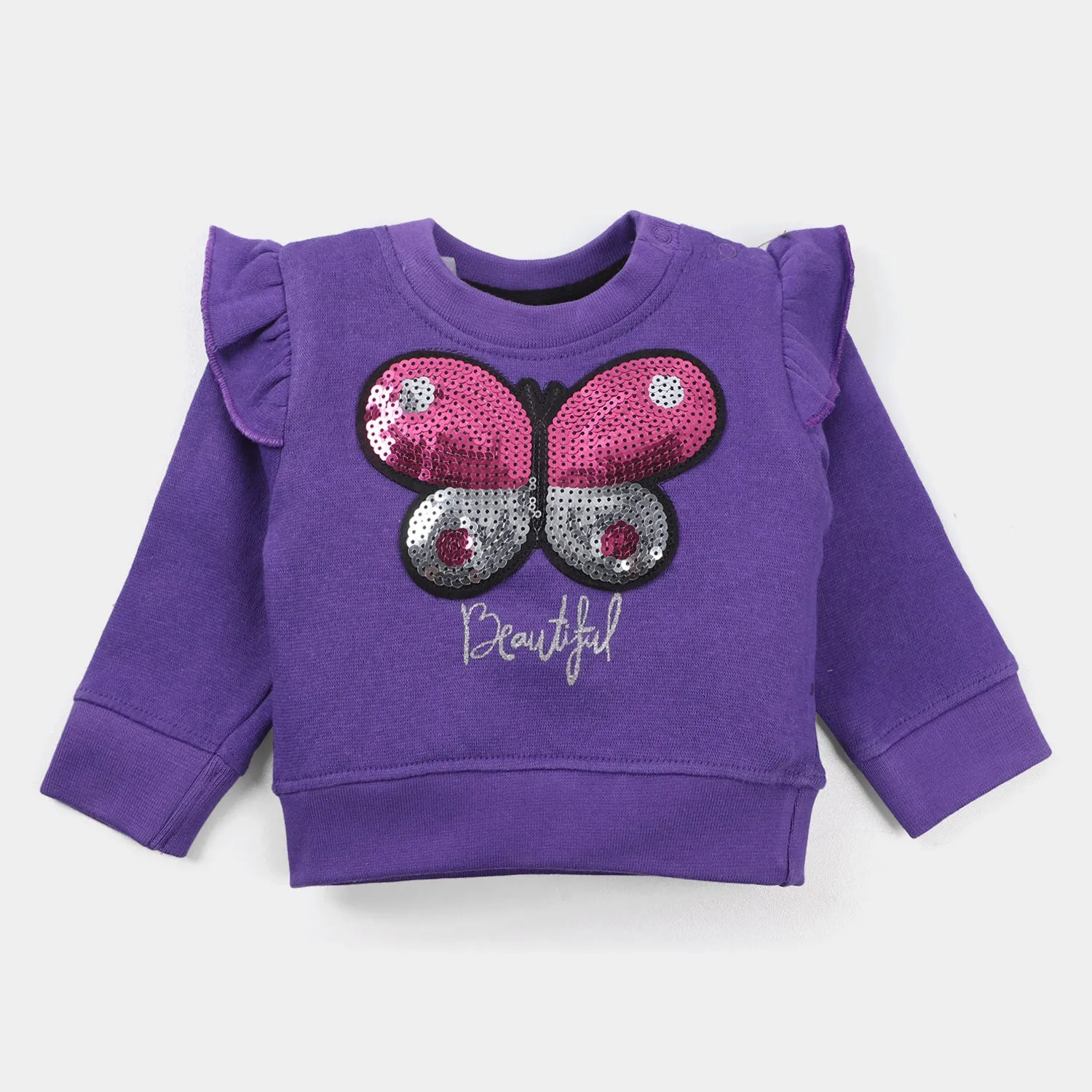 Infants Girls Fleece Sweatshirt Beautiful-D.Lavender