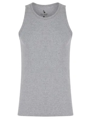 Jeremy Cotton Ribbed Plain Vest Top in Light Grey Marl - South Shore