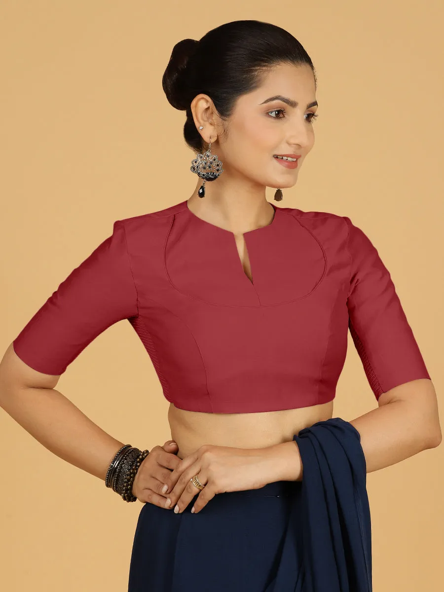 Karishma x Rozaana | Elbow Sleeves Saree Blouse in Scarlet Red