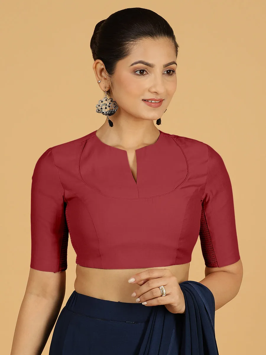 Karishma x Rozaana | Elbow Sleeves Saree Blouse in Scarlet Red