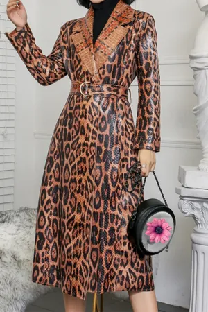 Leopard Print Trench Coat