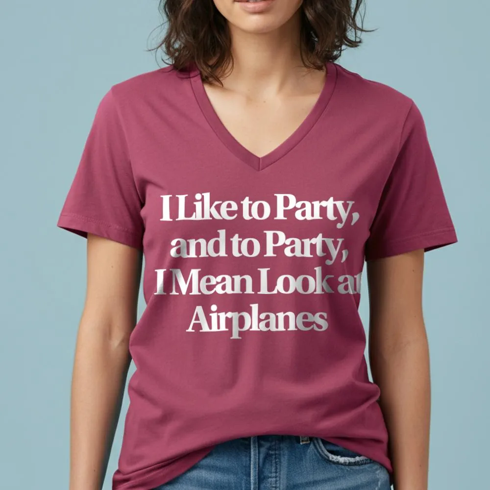 Like Party Airplanes - Women's V-Neck T-Shirt