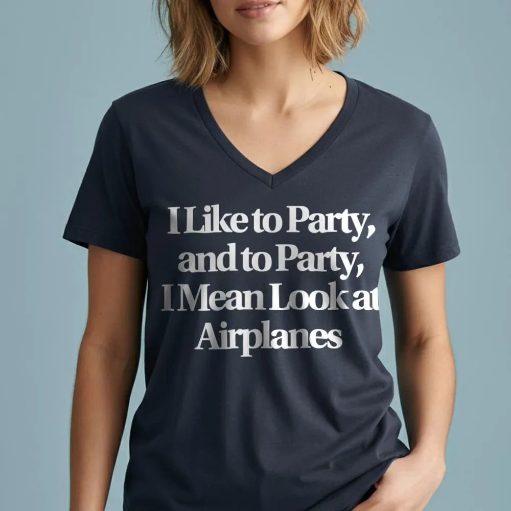 Like Party Airplanes - Women's V-Neck T-Shirt