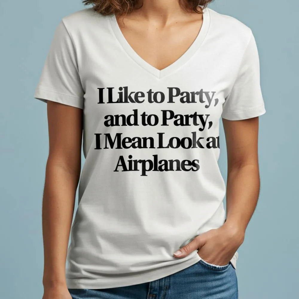 Like Party Airplanes - Women's V-Neck T-Shirt