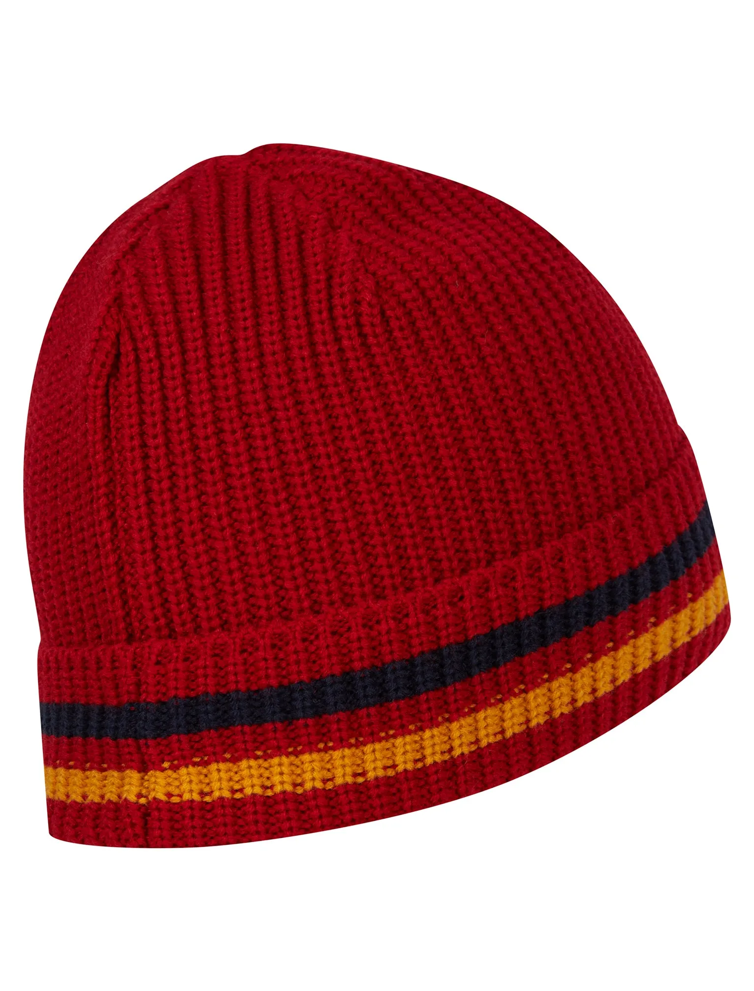 Men's Arnfinn Striped Rib Knit Beanie Hat in Barados Cherry - Tokyo Laundry