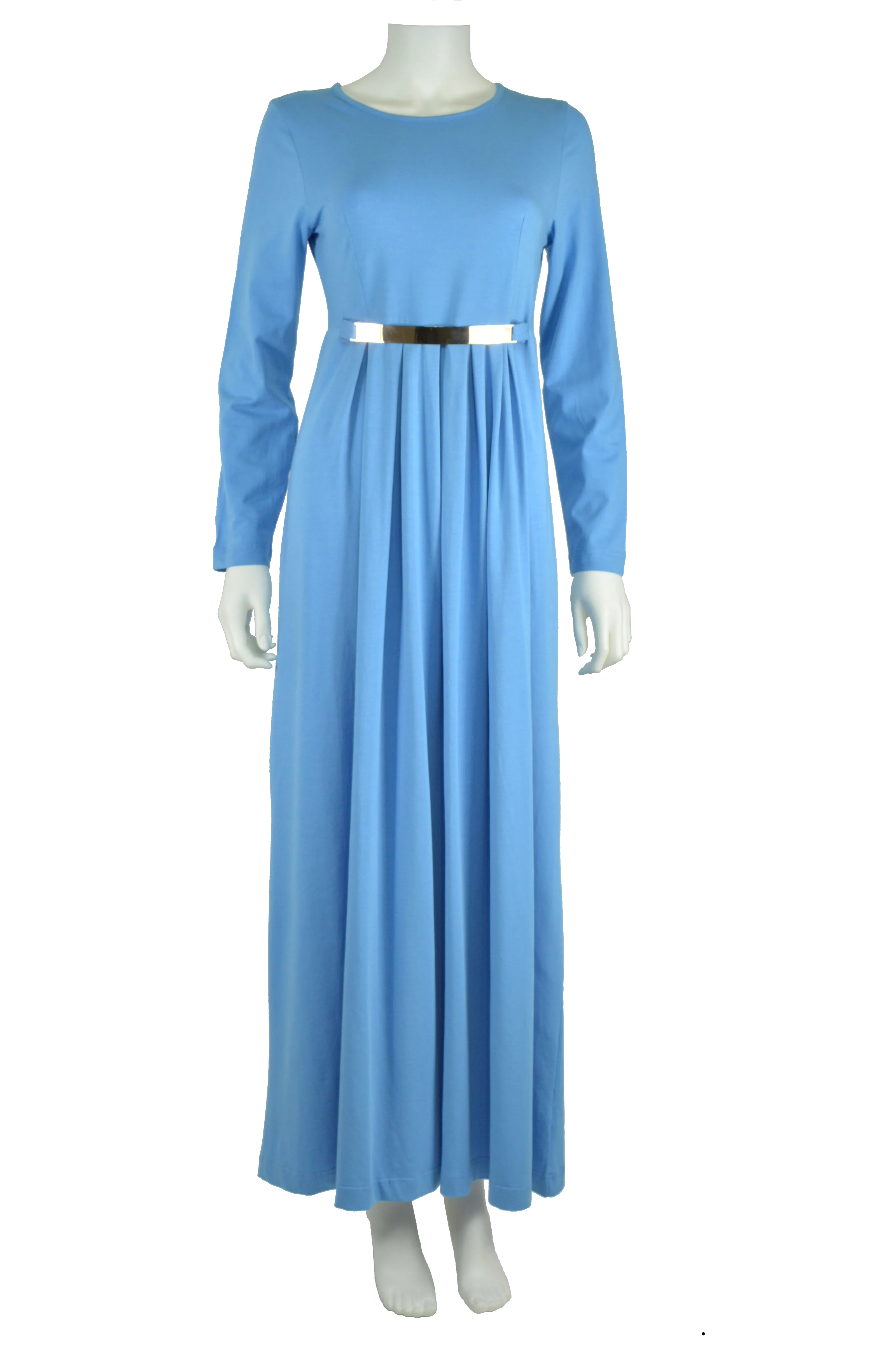 Modest Knit Maxi Dress- Sky Blue