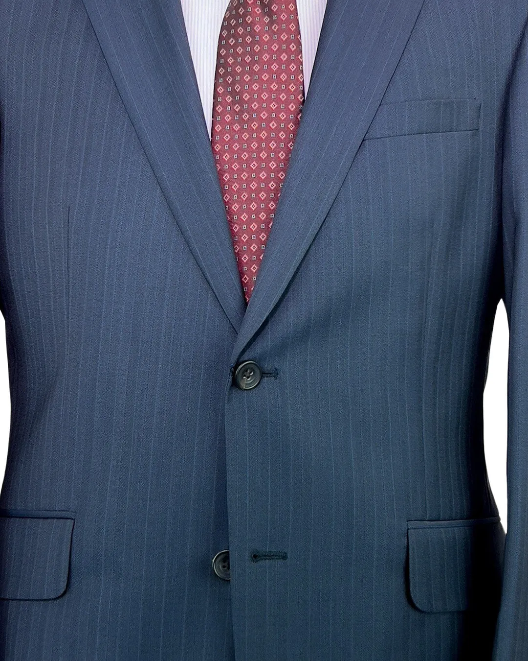 Navy Striped Chevron Lanificio F. Lli Cerruti Suit