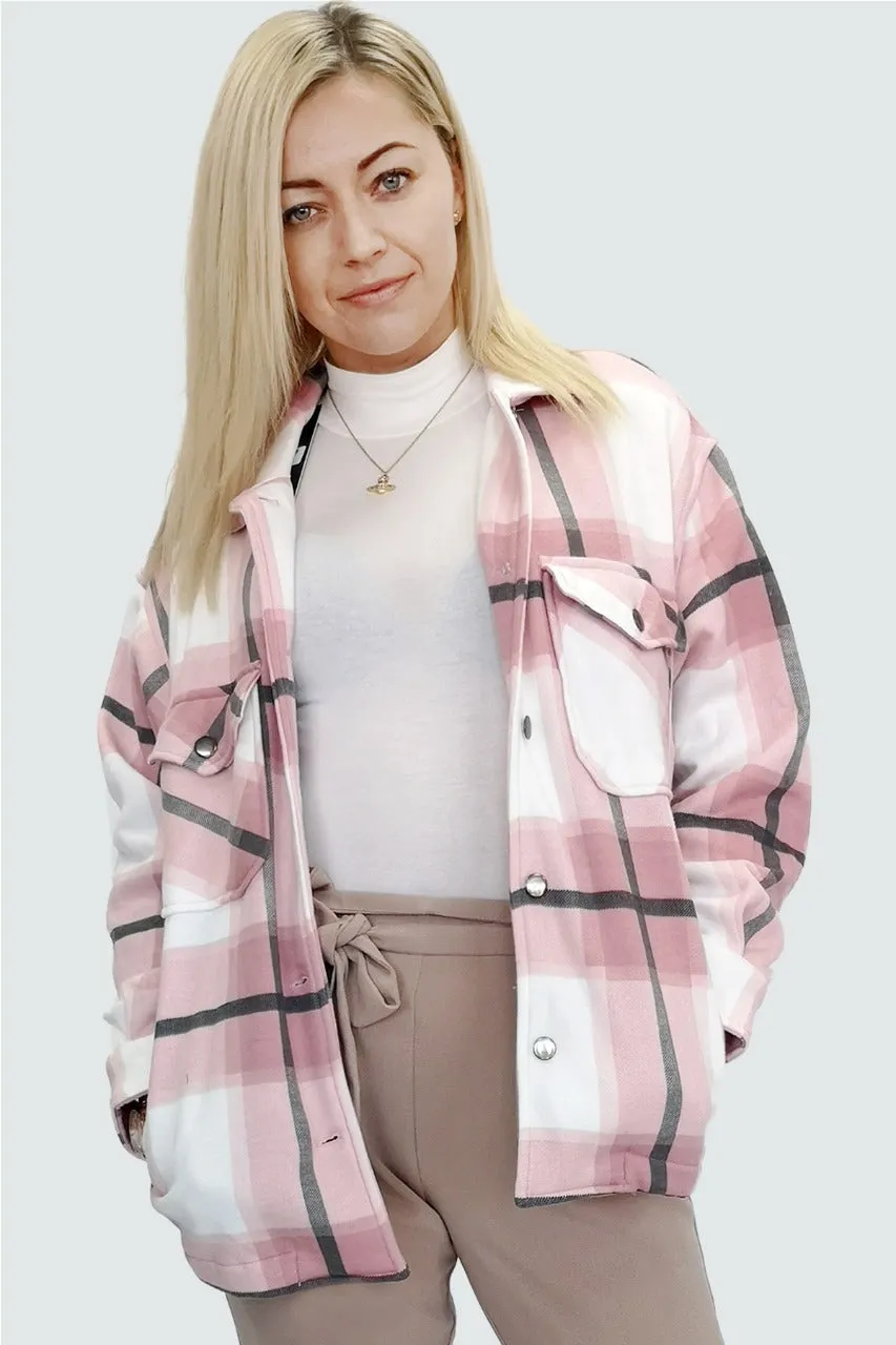 OVERSIZED CHECK SHACKET- PINK