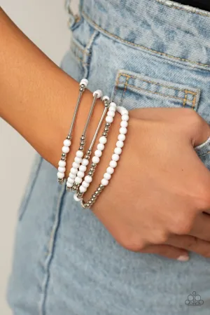 Paparazzi Bracelet ~ BEAD Between The Lines - White