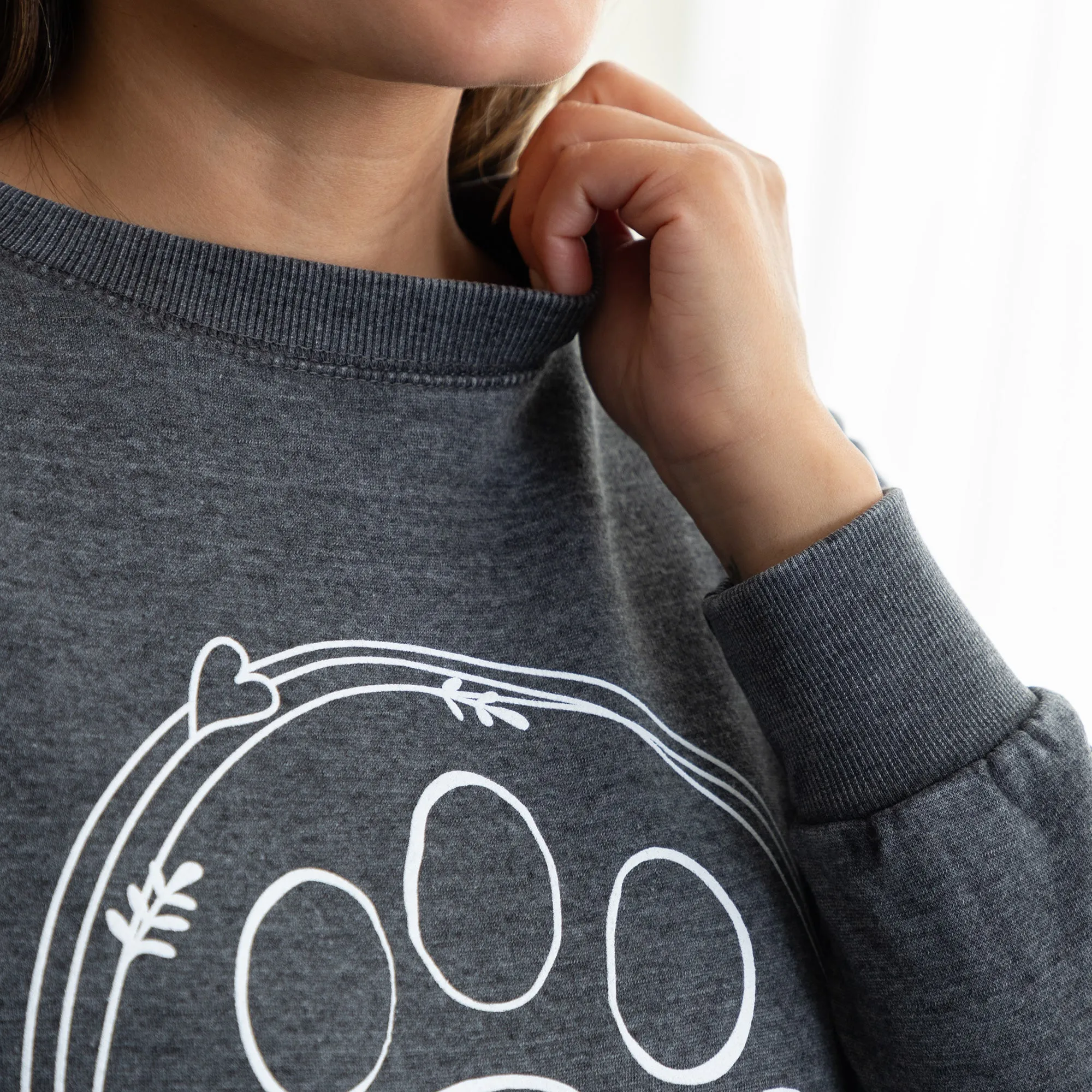 Paw & Hearts Hi-Low Burnout Crew Sweatshirt