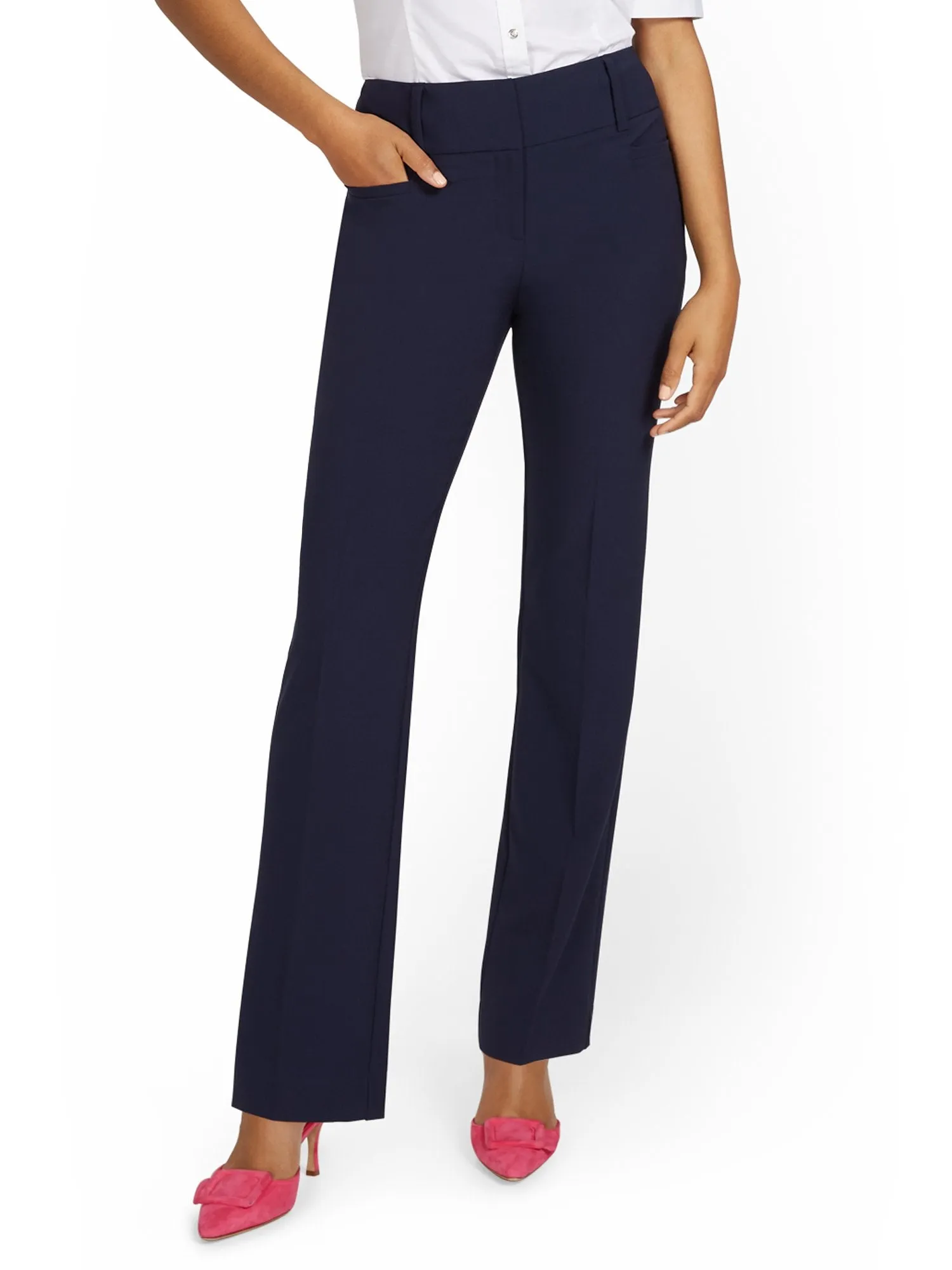 Petite Mid-Rise Straight-Leg Pant - Essential Stretch - 7th Avenue