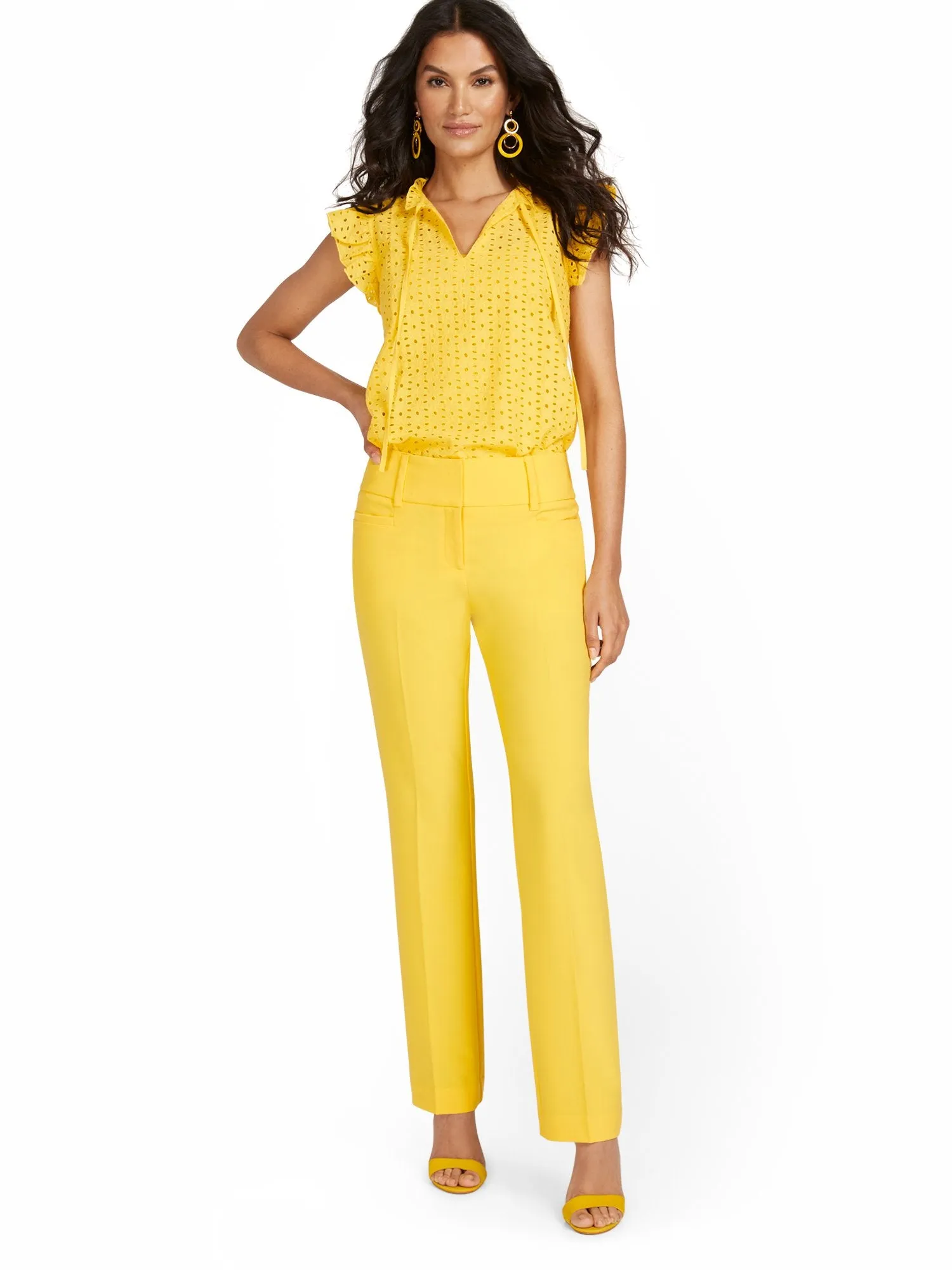 Petite Mid-Rise Straight-Leg Pant - Essential Stretch - 7th Avenue