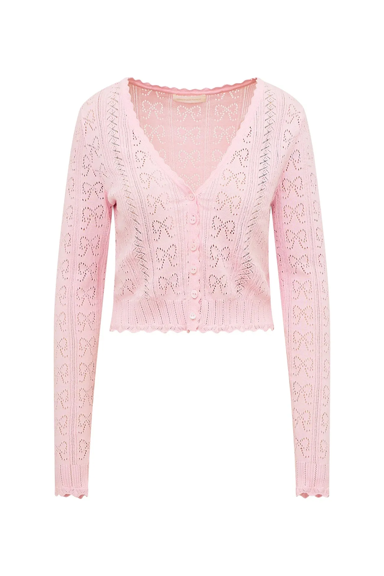 Petra Bow Pointelle Cardigan in Ballerina Pink