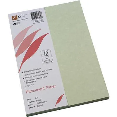 Quill Parchment Paper 90Gsm A4 Sage Pack 100