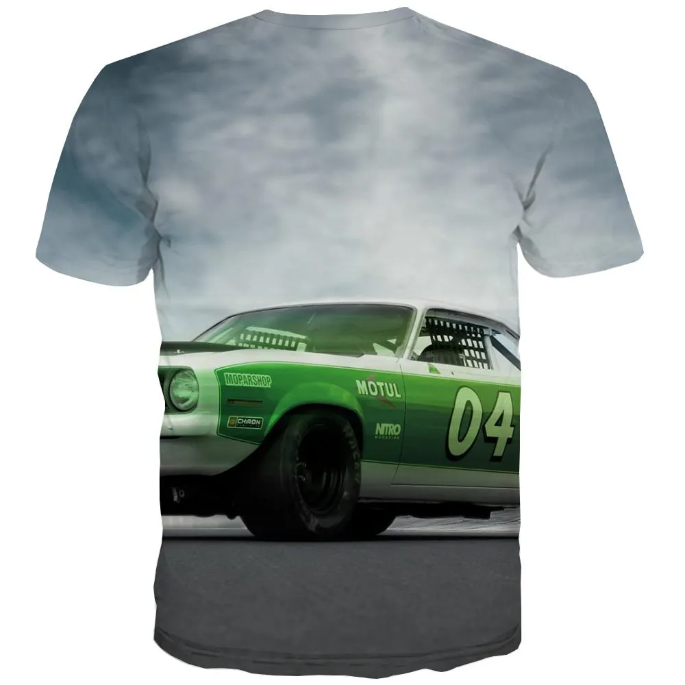 Racing Car T shirts Men Metal T-shirts Graphic City Shirt Print Gray T-shirts 3d Retro Tshirt Printed