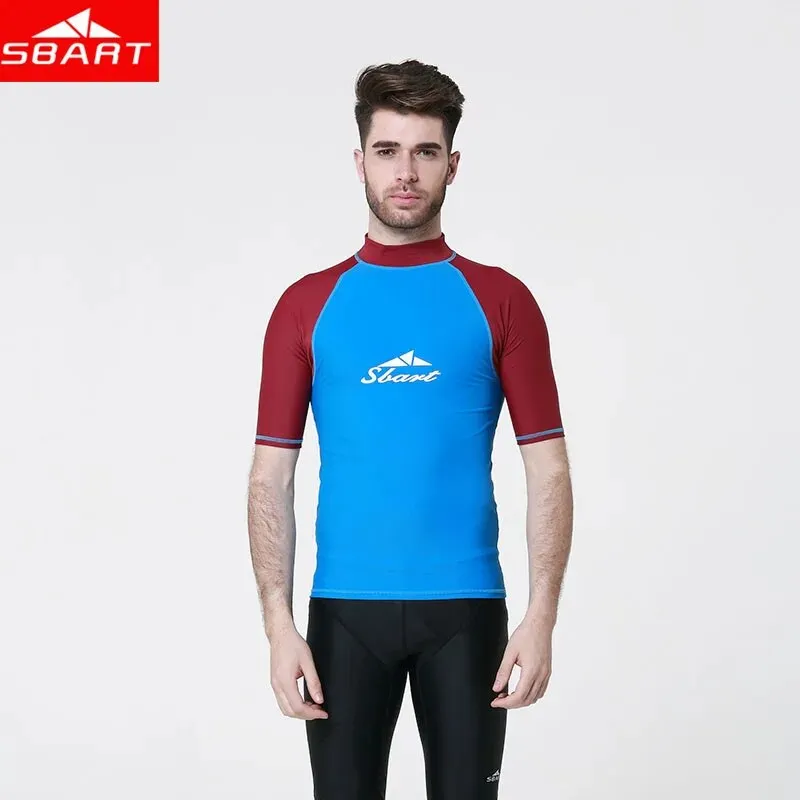 SBART Men lycra Surf Wet Suits Jacket Short Sleeve Anti-UV Quick Dry Surf-clothes Man Swimming Windsurf Diving Wet Suits Shirt